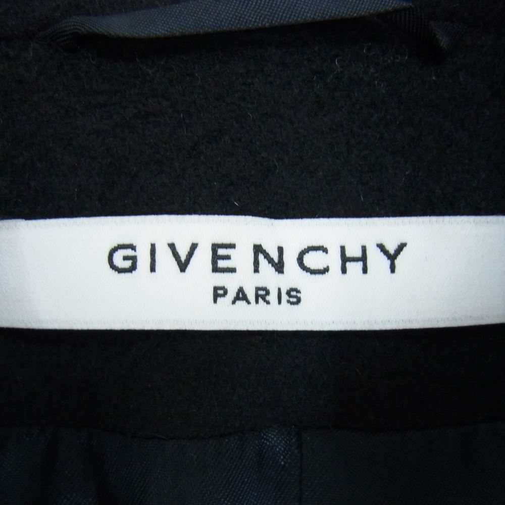 GIVENCHY ジバンシィ 12A 0108 110 ダブルブレスト パイピング カシミヤ混 ウール ロングコート ブラック系 38【中古】
