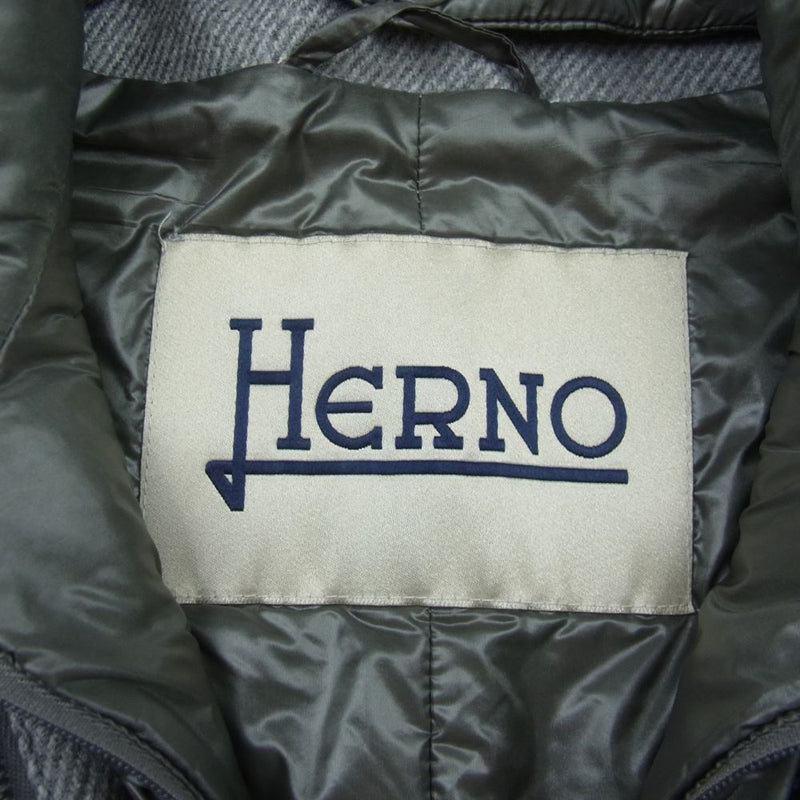 Herno ヘルノ イタリア製 中綿 ウール ジップアップ ロング コート グレー系【中古】
