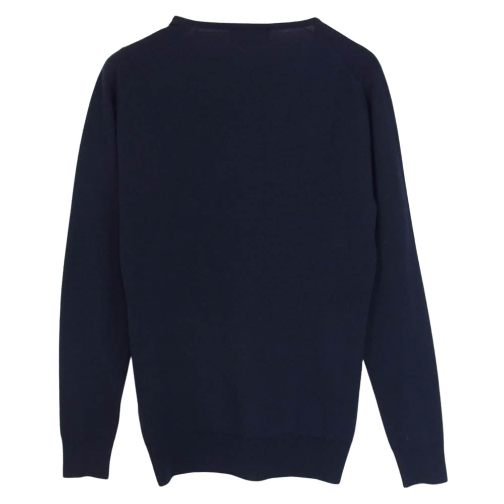 JOHN SMEDLEY ジョンスメドレー 英国製 ウール Vネック ニット セーター ネイビー系 S【中古】