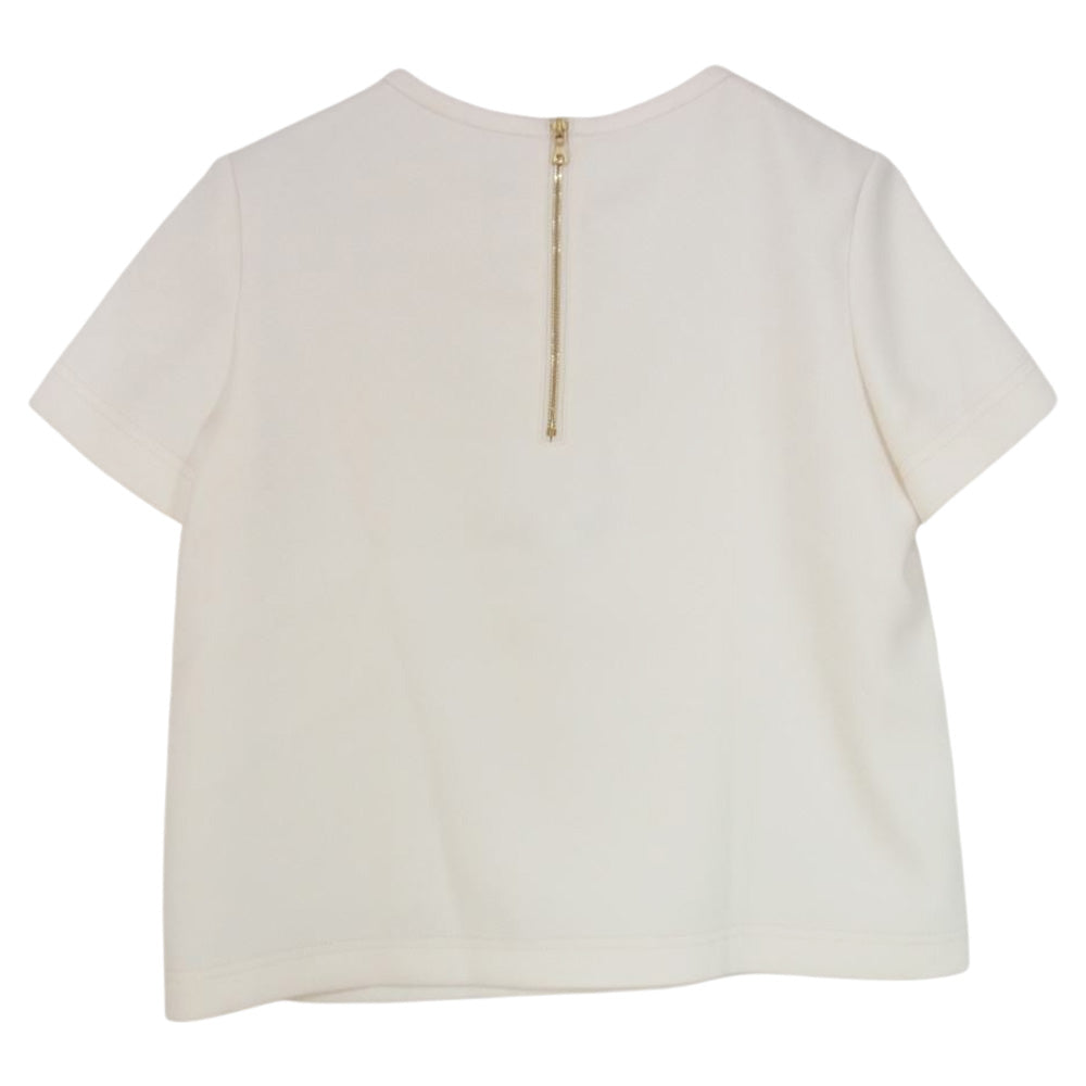 Deuxieme Classe ドゥーズィエムクラス 15-051-500-6010 MUSE ミューズ トリアセジョーゼットコンパクト バックジップ Tシャツ プルオーバー オフホワイト系 サイズ表記無【中古】