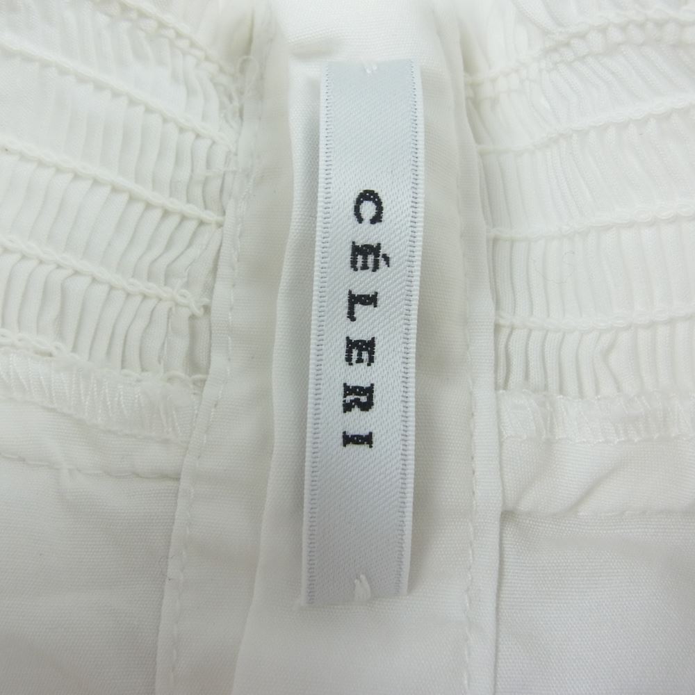 セルリ 17-051-500-3011 Deuxieme Classe ドゥーズイエムクラス取り扱い 襟袖フリルギャザー切替 ボトルネック プルオーバー ブラウス 長袖 シャツ ホワイト系 F【中古】