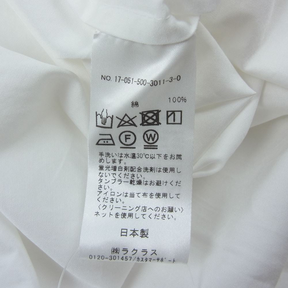 セルリ 17-051-500-3011 Deuxieme Classe ドゥーズイエムクラス取り扱い 襟袖フリルギャザー切替 ボトルネック プルオーバー ブラウス 長袖 シャツ ホワイト系 F【中古】