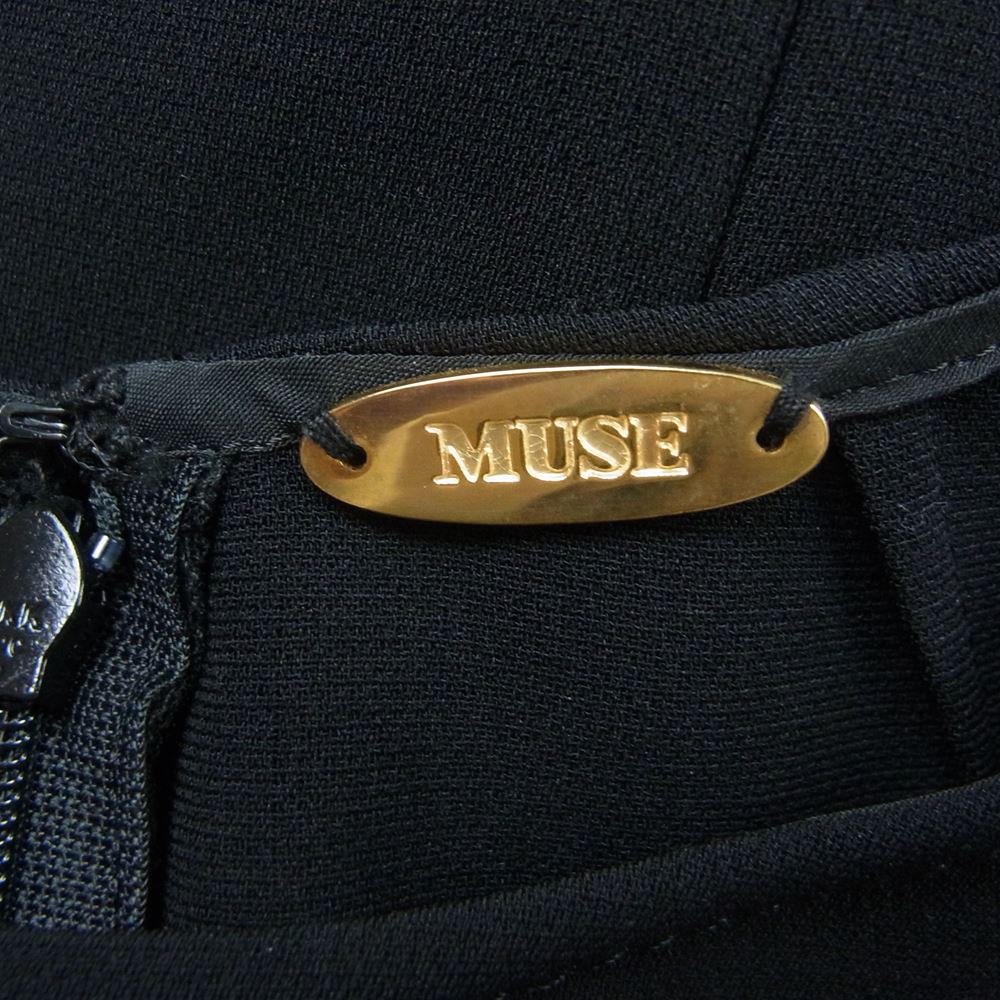 Deuxieme Classe ドゥーズィエムクラス 19-040-500-4010 MUSE ミューズ トリアセジョーゼット7分袖ワンピース ブラック系 36【中古】