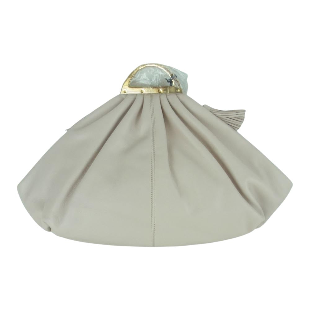 ザ ヴォロン 20-092-510-0029 B20 841 104 GABI CLUTCH BAG カウレザー フリンジ クラッチ セカンド ハンド バッグ ベージュ系【新古品】【未使用】【中古】