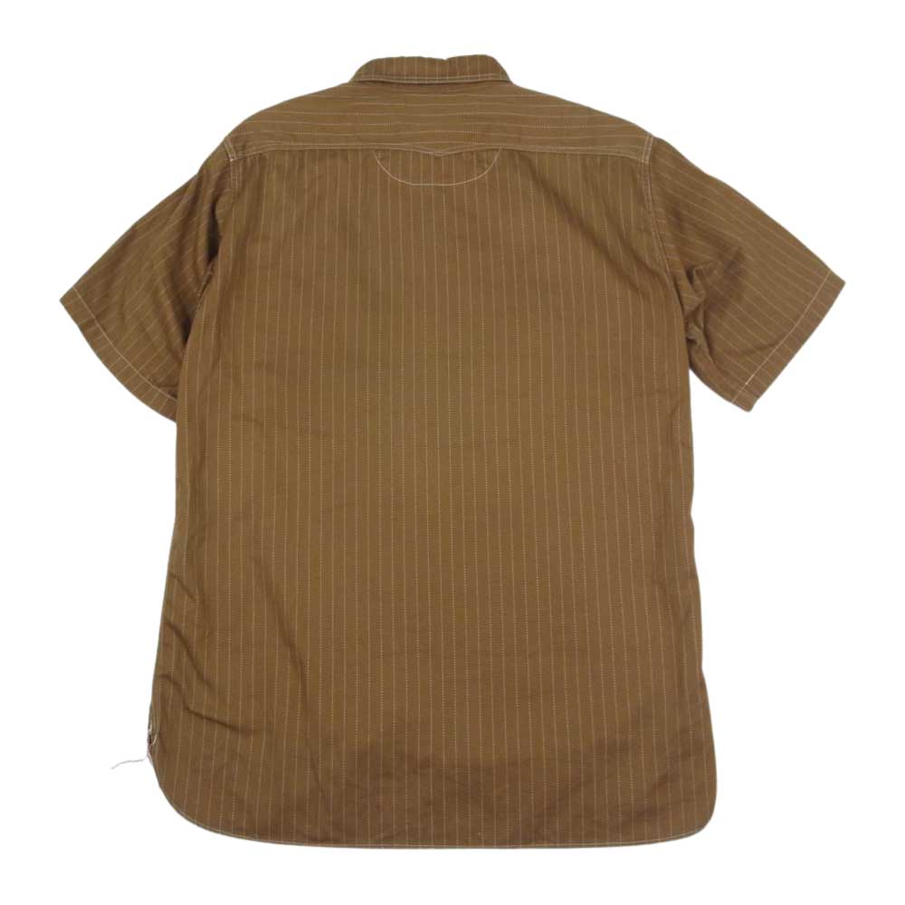 SUGAR CANE シュガーケーン SC38700 FICTION ROMANCE 8.5oz ウォバッシュ ストライプ 半袖 ワーク シャツ ブラウン系 S【中古】