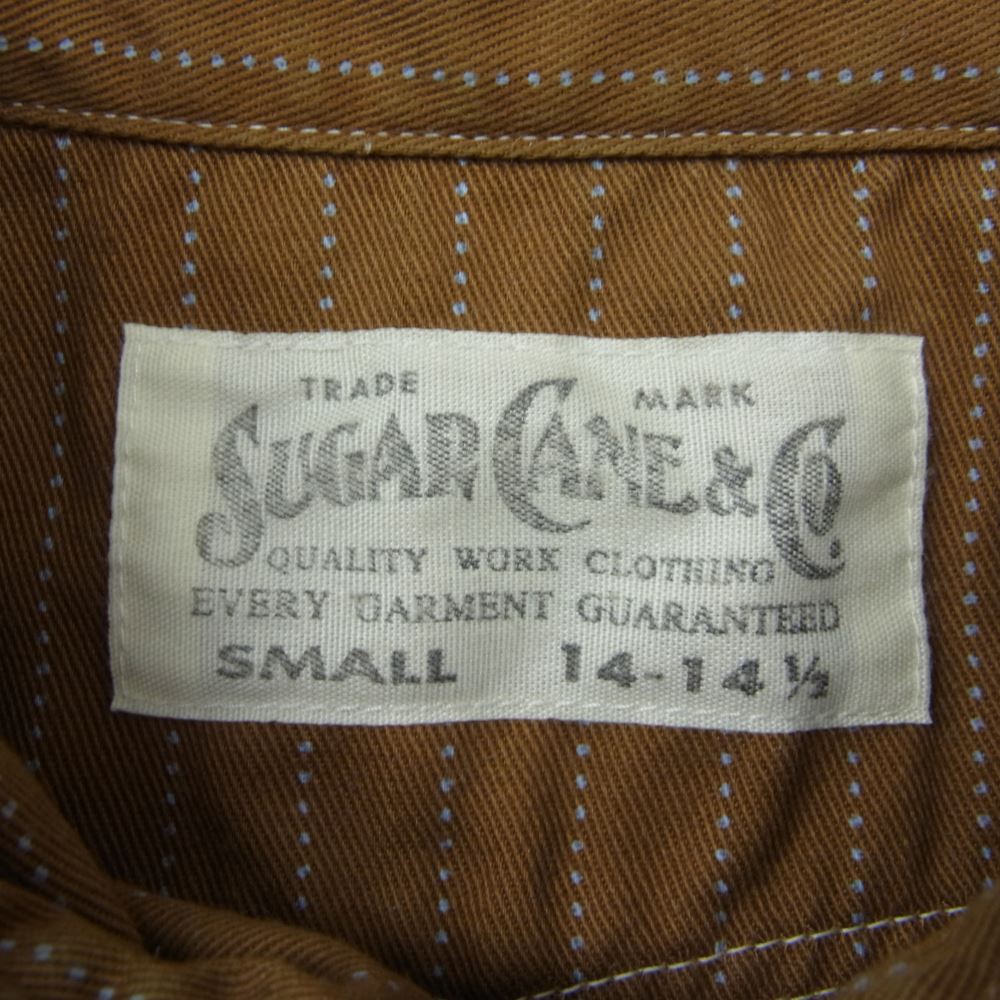 SUGAR CANE シュガーケーン SC38700 FICTION ROMANCE 8.5oz ウォバッシュ ストライプ 半袖 ワーク シャツ ブラウン系 S【中古】