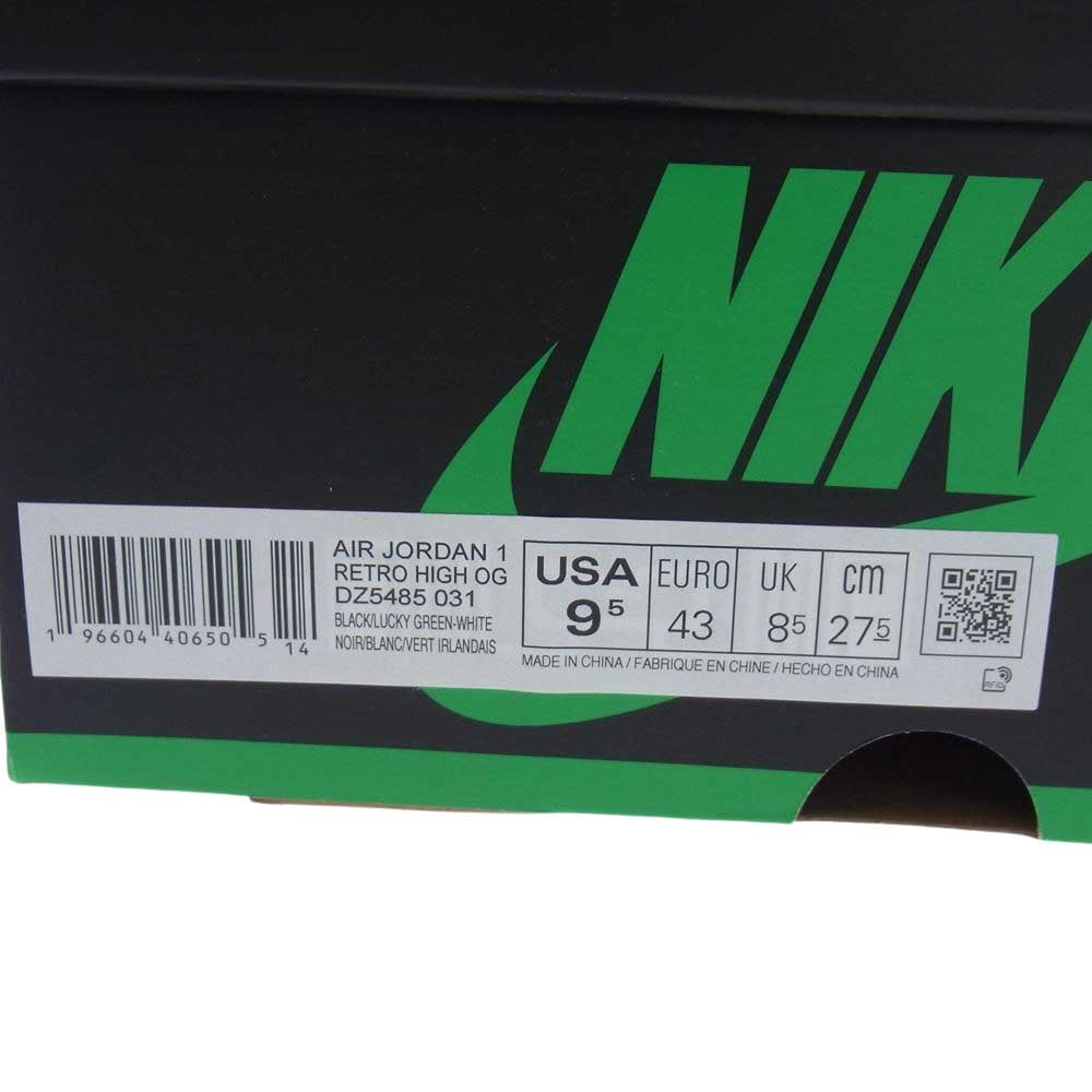 NIKE ナイキ DZ5485-031 1 RETRO HIGH OG Black and Lucky Green 1 レトロ ハイ ラッキーグリーン ハイカット スニーカー ホワイト系 グリーン系 27.5cm【新古品】【未使用】【中古】