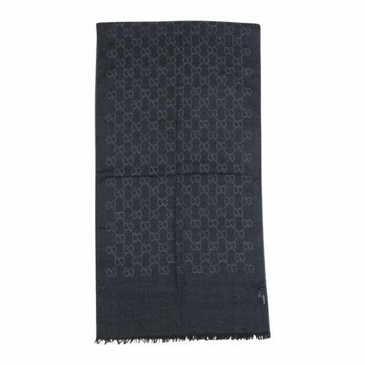 GUCCI グッチ GG ウール シルク混 ストール ブラック系 グレー系【中古】