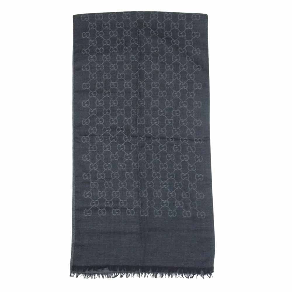 GUCCI グッチ GG ウール シルク混 ストール ブラック系 グレー系【中古】