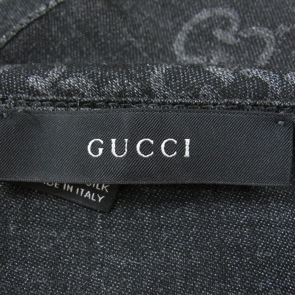 GUCCI グッチ GG ウール シルク混 ストール ブラック系 グレー系【中古】