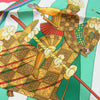 HERMES エルメス カレ90 CHOCS EN PLUMES 羽飾りの激突 シルク スカーフ グリーン系 マルチカラー系【中古】