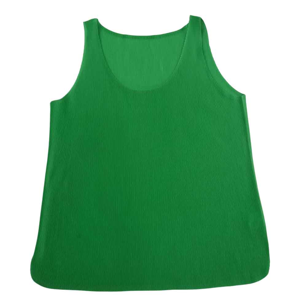 PLEATS PLEASE プリーツプリーズ イッセイミヤケ PP81FK381 プリーツ加工 細プリーツ ノースリーブ カットソー  グリーン系 03【中古】