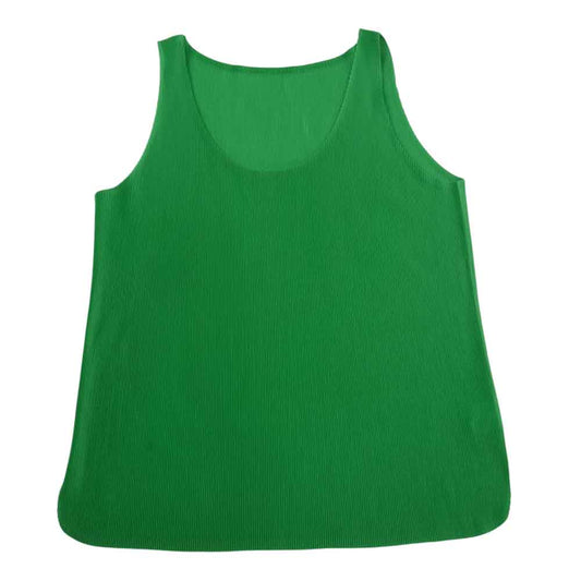 PLEATS PLEASE プリーツプリーズ イッセイミヤケ PP81FK381 プリーツ加工 細プリーツ ノースリーブ カットソー  グリーン系 03【中古】