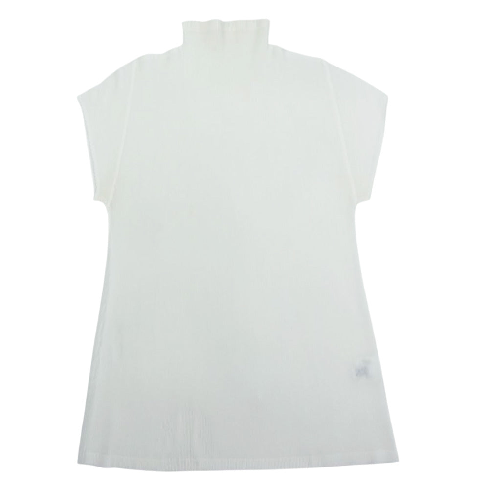 PLEATS PLEASE プリーツプリーズ イッセイミヤケ PP02FK105 プリーツ加工 細プリーツ ボトルネック フレンチスリーブ 半袖 ホワイト系 03【中古】