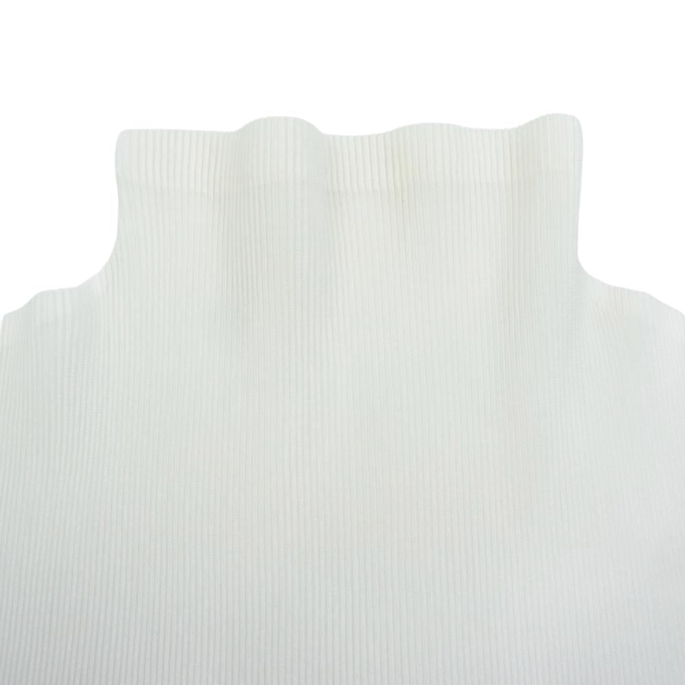PLEATS PLEASE プリーツプリーズ イッセイミヤケ PP02FK105 プリーツ加工 細プリーツ ボトルネック フレンチスリーブ 半袖 ホワイト系 03【中古】