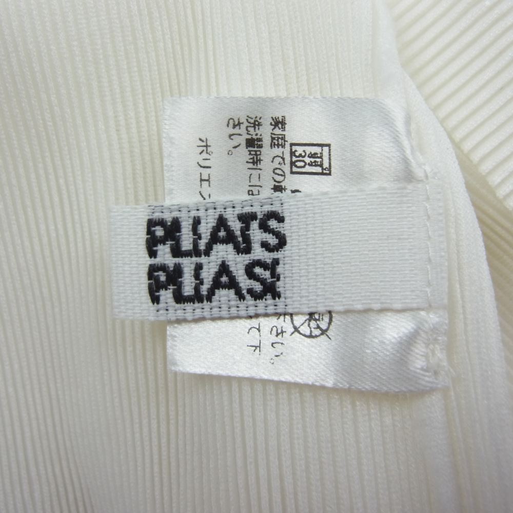 PLEATS PLEASE プリーツプリーズ イッセイミヤケ PP02FK105 プリーツ加工 細プリーツ ボトルネック フレンチスリーブ 半袖 ホワイト系 03【中古】