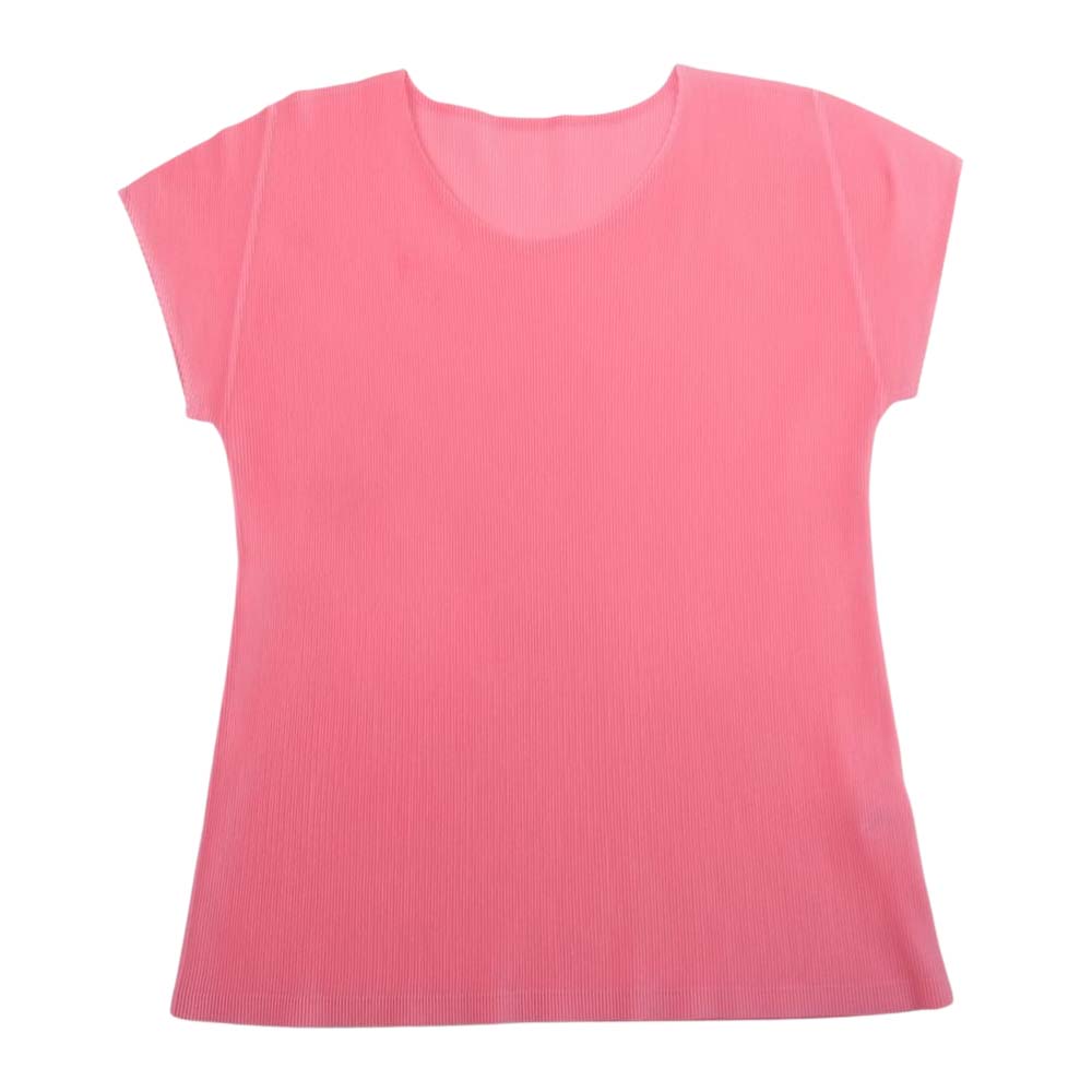 PLEATS PLEASE プリーツプリーズ イッセイミヤケ プリーツ加工 細プリーツ カットソー 半袖 ピンク系【中古】