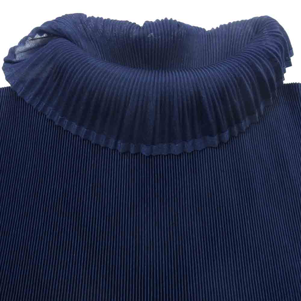 PLEATS PLEASE プリーツプリーズ イッセイミヤケ PP01FK343 プリーツ加工 細プリーツ ボトルネック カットソー ネイビー系 03【中古】