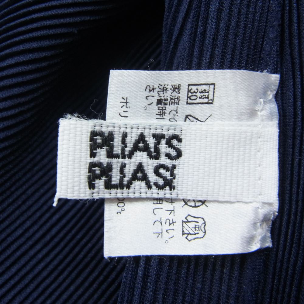 PLEATS PLEASE プリーツプリーズ イッセイミヤケ PP01FK343 プリーツ加工 細プリーツ ボトルネック カットソー ネイビー系 03【中古】