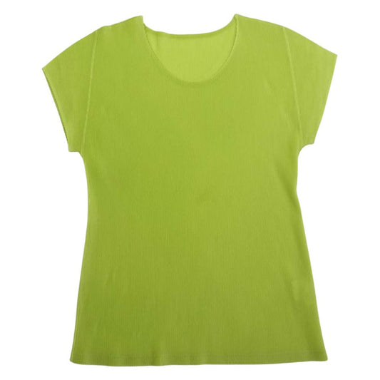 PLEATS PLEASE プリーツプリーズ イッセイミヤケ プリーツ加工 細プリーツ カットソー 半袖 ネオンイエロー イエロー系【中古】