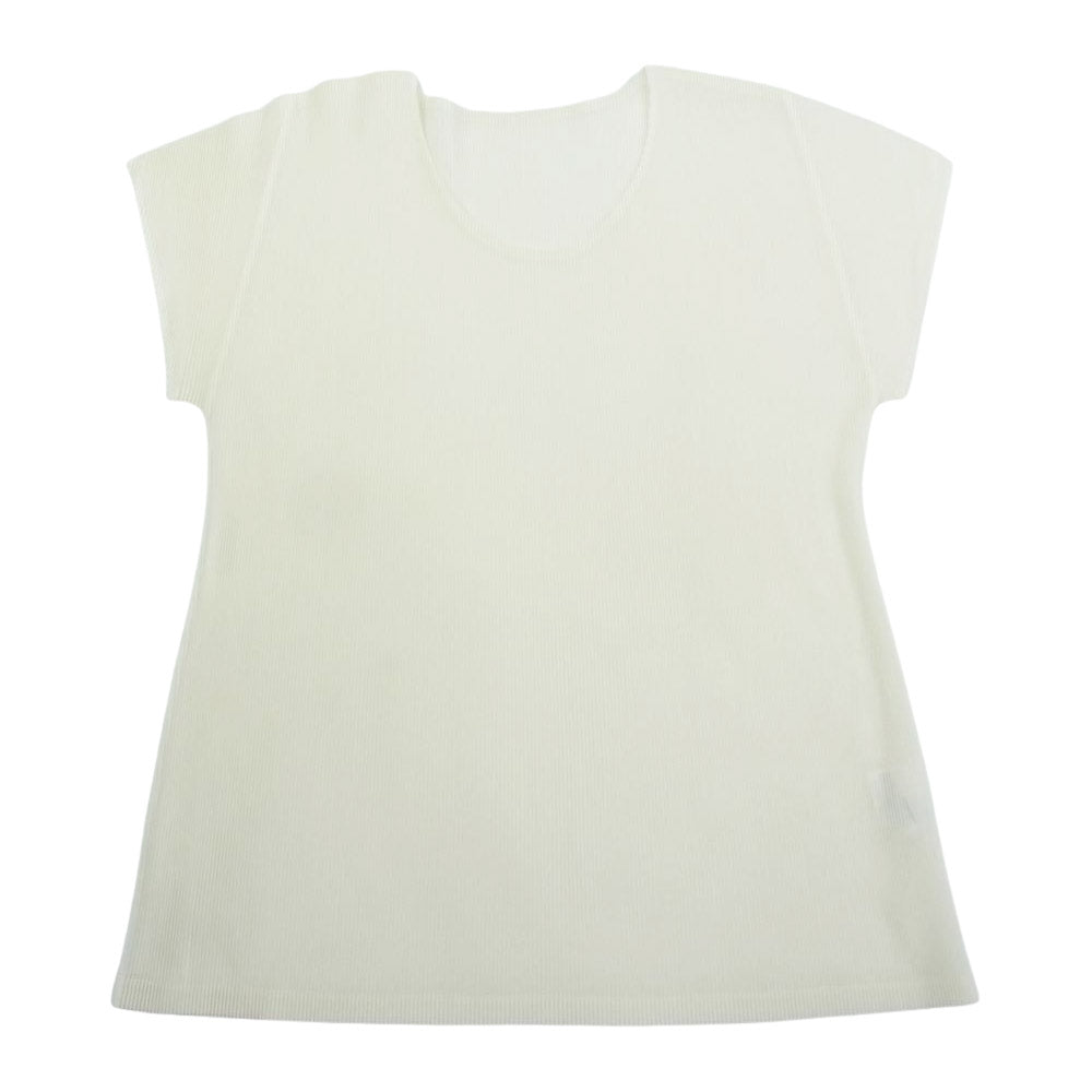 PLEATS PLEASE プリーツプリーズ イッセイミヤケ PP51FK372 プリーツ加工 細プリーツ カットソー 半袖  オフホワイト系 3【中古】