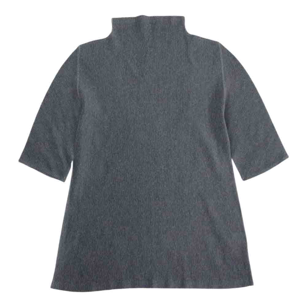 PLEATS PLEASE プリーツプリーズ イッセイミヤケ PP02FK113 プリーツ加工 細プリーツ ボトルネック カットソー 五分袖  グレー系 03【美品】【中古】