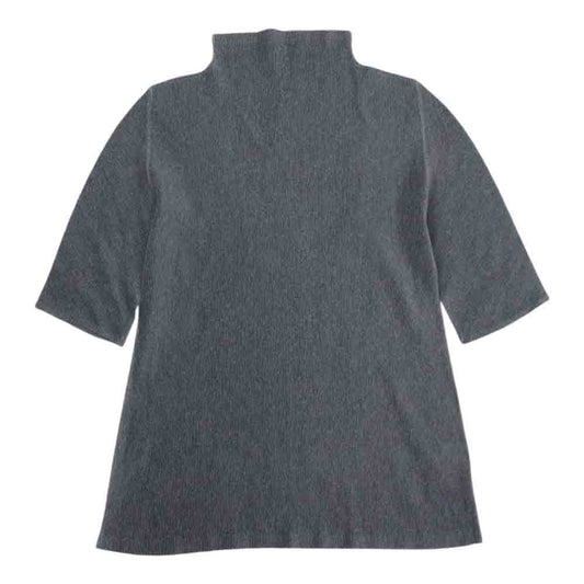 PLEATS PLEASE プリーツプリーズ イッセイミヤケ PP02FK113 プリーツ加工 細プリーツ ボトルネック カットソー 五分袖  グレー系 03【美品】【中古】