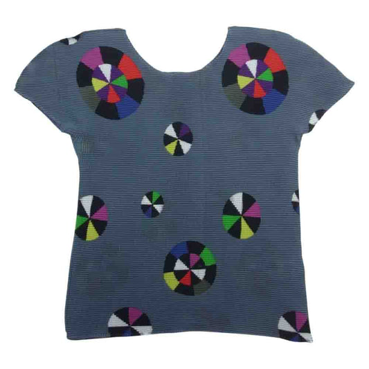 ISSEY MIYAKE イッセイミヤケ MI21FK356 me ミー ボックスプリーツ加工 総柄 カットソー グレー系【中古】