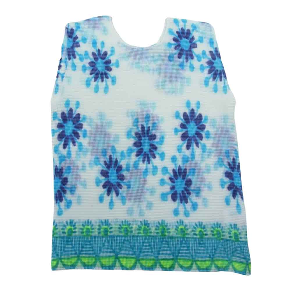 ISSEY MIYAKE イッセイミヤケ MI11FR512 me ミー ボックスプリーツ加工 フラワー ノースリーブ カットソー ホワイト ブルー ホワイト系【中古】