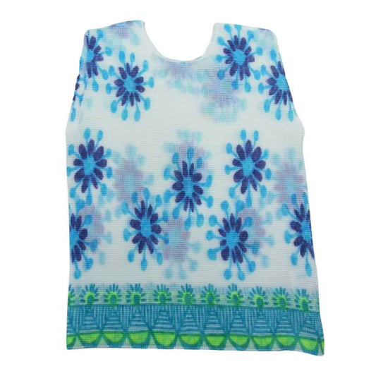 ISSEY MIYAKE イッセイミヤケ MI11FR512 me ミー ボックスプリーツ加工 フラワー ノースリーブ カットソー ホワイト ブルー ホワイト系【中古】