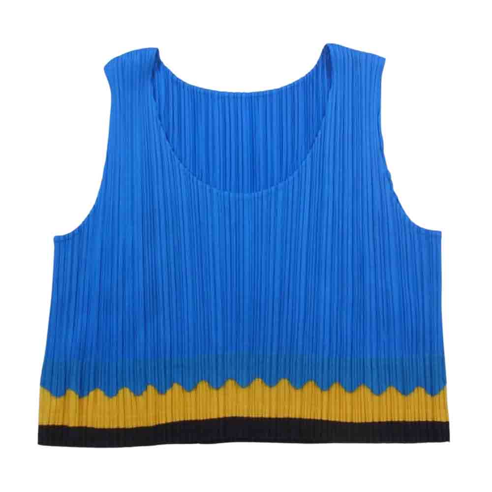 PLEATS PLEASE プリーツプリーズ イッセイミヤケ PP81-JK671 プリーツ加工 クロップド ノースリーブ カットソー ブルー系 3【中古】