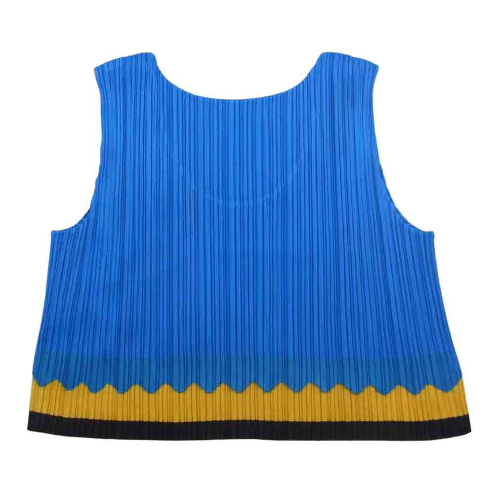 PLEATS PLEASE プリーツプリーズ イッセイミヤケ PP81-JK671 プリーツ加工 クロップド ノースリーブ カットソー ブルー系 3【中古】