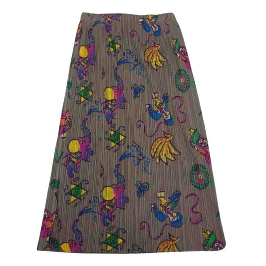 PLEATS PLEASE プリーツプリーズ イッセイミヤケ PP61-JG844 プリーツ加工 サーカス 総柄 スカート ブラウン系 1【美品】【中古】