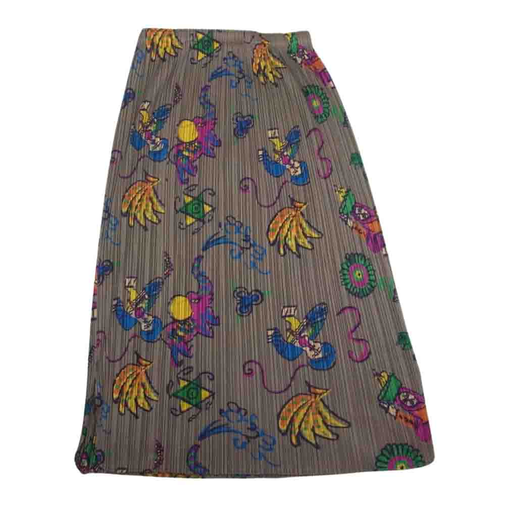 PLEATS PLEASE プリーツプリーズ イッセイミヤケ PP61-JG844 プリーツ加工 サーカス 総柄 スカート ブラウン系 1【美品】【中古】