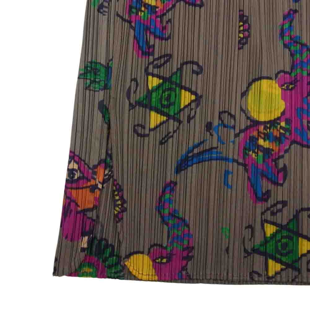PLEATS PLEASE プリーツプリーズ イッセイミヤケ PP61-JG844 プリーツ加工 サーカス 総柄 スカート ブラウン系 1【美品】【中古】