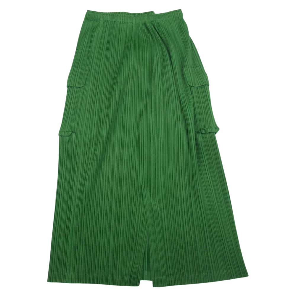 PLEATS PLEASE プリーツプリーズ イッセイミヤケ PP61-JG126 プリーツ加工 カーゴポケット スカート  グリーン系 1【中古】