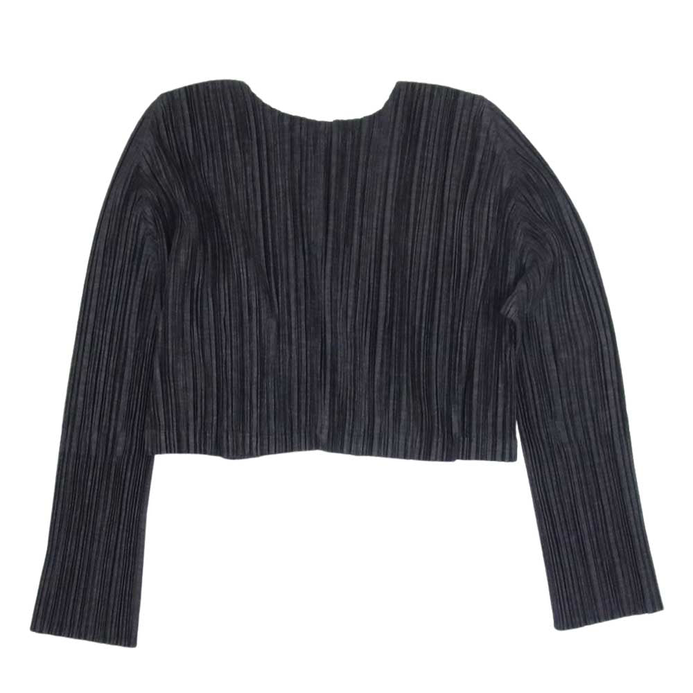 PLEATS PLEASE プリーツプリーズ イッセイミヤケ PP91-J0128 プリーツ加工 1ボタン ボレロ ショート丈 カーディガン 長袖 ブラック ブラック系【美品】【中古】