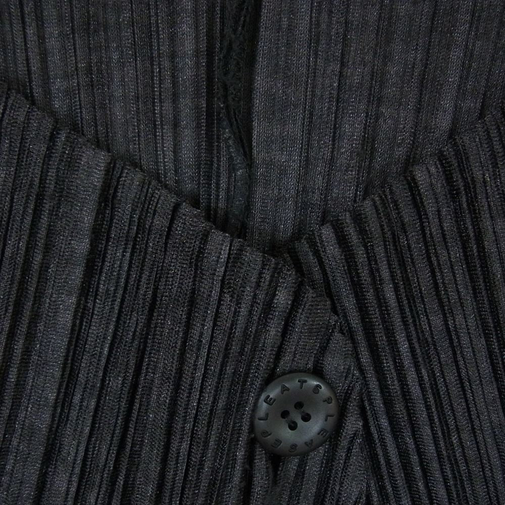 PLEATS PLEASE プリーツプリーズ イッセイミヤケ PP91-J0128 プリーツ加工 1ボタン ボレロ ショート丈 カーディガン 長袖 ブラック ブラック系【美品】【中古】