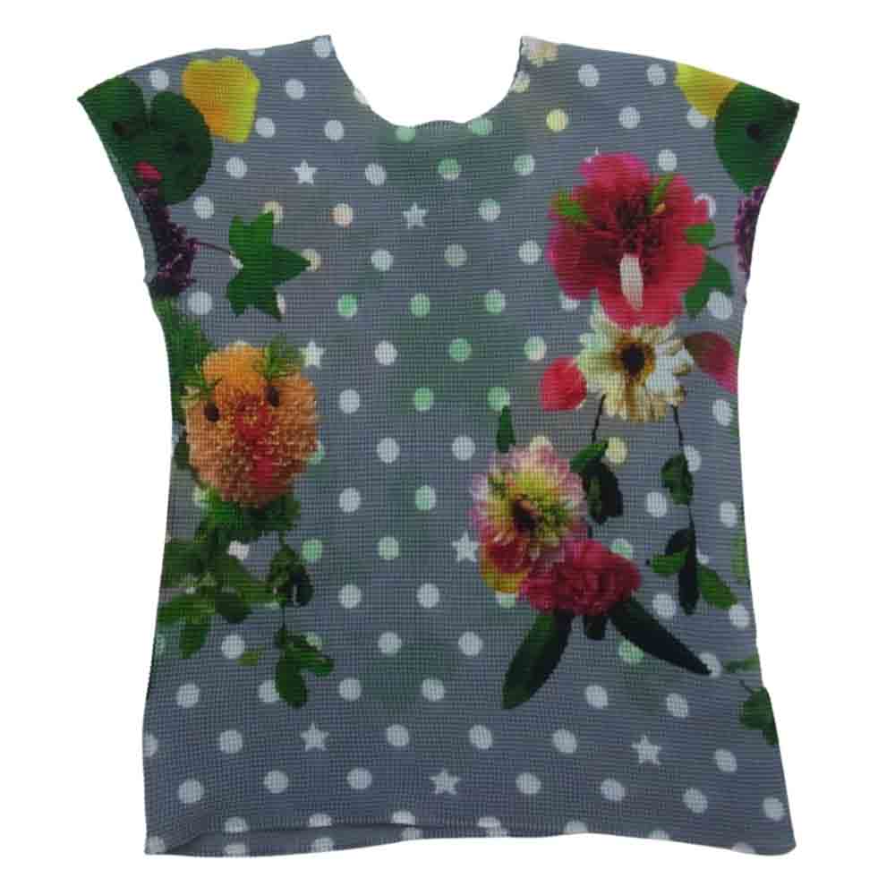 ISSEY MIYAKE イッセイミヤケ MI11FK207 me ミー ボックスプリーツ加工 フラワー ドット ノースリーブ カットソー グレー系【中古】