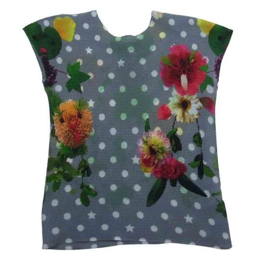 ISSEY MIYAKE イッセイミヤケ MI11FK207 me ミー ボックスプリーツ加工 フラワー ドット ノースリーブ カットソー グレー系【中古】