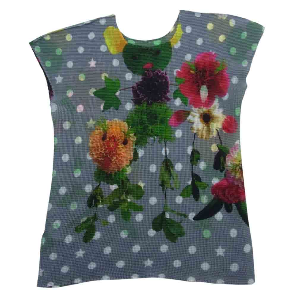 ISSEY MIYAKE イッセイミヤケ MI11FK207 me ミー ボックスプリーツ加工 フラワー ドット ノースリーブ カットソー グレー系【中古】