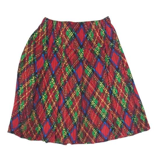 PLEATS PLEASE プリーツプリーズ イッセイミヤケ PP73-JG667 プリーツ加工 アーガイル タータンチェック 総柄 プリーツスカート レッド系 3【美品】【中古】