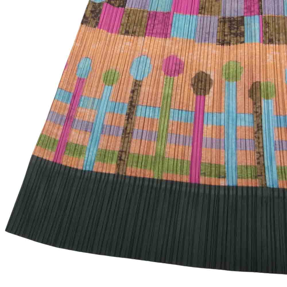 PLEATS PLEASE プリーツプリーズ イッセイミヤケ PP61-JG654 プリーツ加工 総柄 ロング スカート オレンジ マルチカラー系 1【中古】