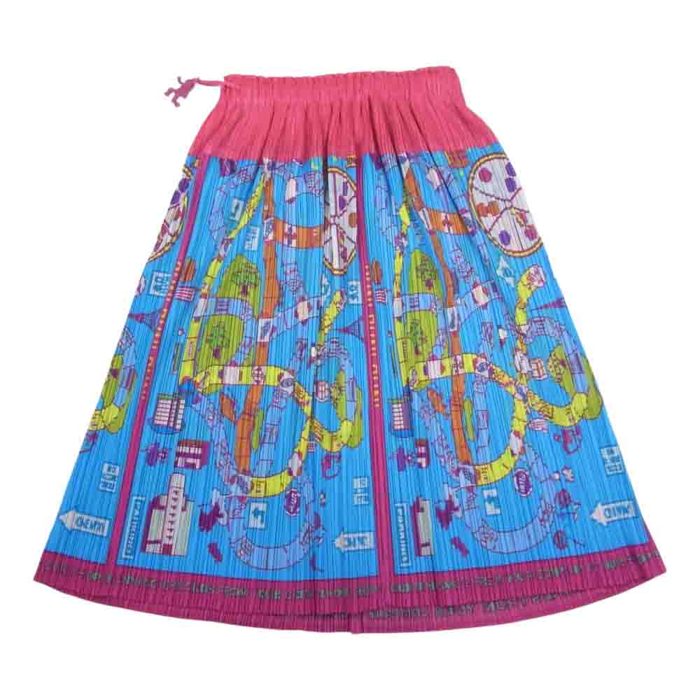 PLEATS PLEASE プリーツプリーズ イッセイミヤケ 07AW PP73-JG625 プリーツ加工 BOARD GAME PICTOGRAM 総柄 スカート  マルチカラー系 3【美品】【中古】