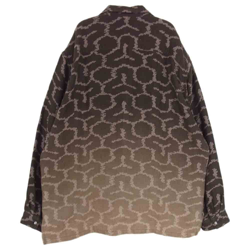 クオン 141SH061100 Open Collar Shirt -BISHAMON KIKKO オープンカラー シャツ 毘沙門亀甲 ブラウン系 L【新古品】【未使用】【中古】