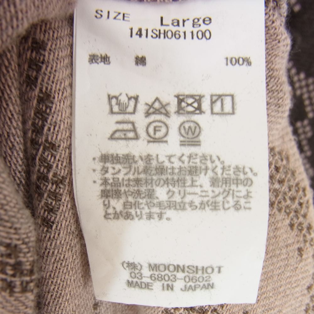 クオン 141SH061100 Open Collar Shirt -BISHAMON KIKKO オープンカラー シャツ 毘沙門亀甲 ブラウン系 L【新古品】【未使用】【中古】