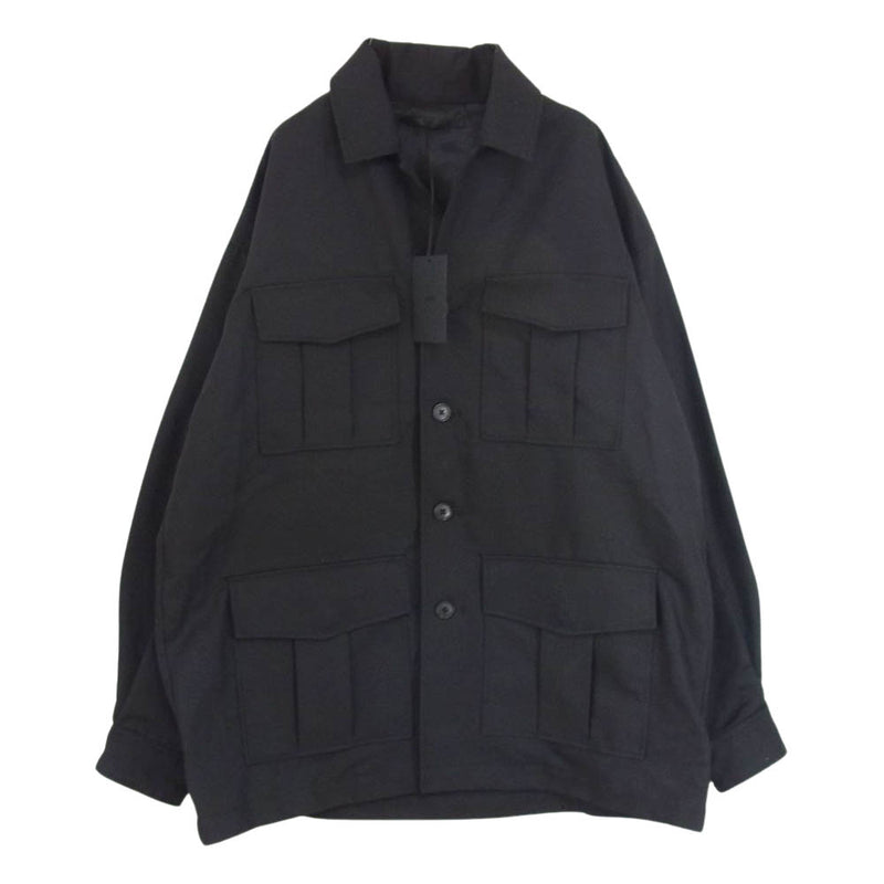 ユハ 10170203 ファティーグ ミリタリー ポケット シャツ ジャケット ブラック  ブラック系 4【新古品】【未使用】【中古】