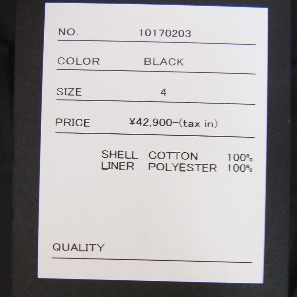 ユハ 10170203 ファティーグ ミリタリー ポケット シャツ ジャケット ブラック  ブラック系 4【新古品】【未使用】【中古】