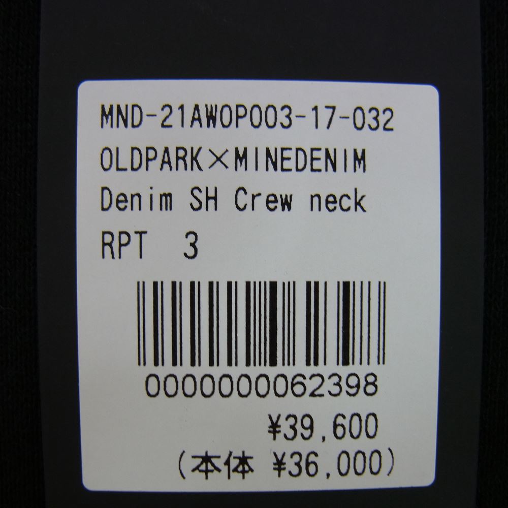 MINEDENIM マインデニム 21AW MND-21AW0P003-17-022 × OLD PARK オールドパーク Denim Shirt Crew neck デニムチェックシャツ切替 クルーネック スウェット ブラック系 3【新古品】【未使用】【中古】