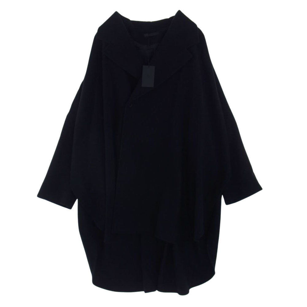 ユハ 21AW 10140104 OVERSIZED PONCHO COAT オーバーサイズ ポンチョ コート ブラック ブラック系 4【新古品】【未使用】【中古】